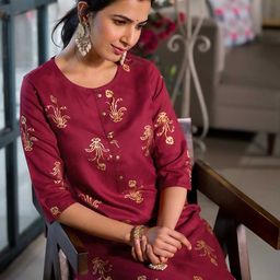 KALINI Floral Printed Regular Kurta With Dhoti Pants-picture-13