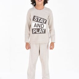 mackly Boys Grey Melange Printed Night suit-image-74