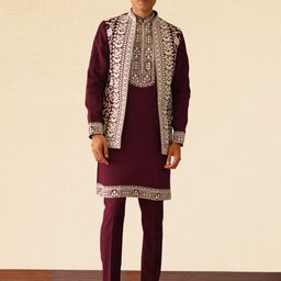 KALPRAAG Resham Embroidered Long Jacket Kurta Set-image-3