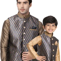 VASTRAMAY Boys Woven Slim Fit Design Nehru Jacket-48