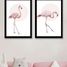 Art Street White & Pink Set Of 2 Flamingo Printed Wall Art-23