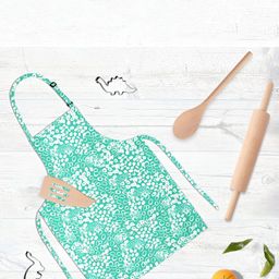 ArtzFolio Kids Sea Green & White Printed Cotton Aprons-13
