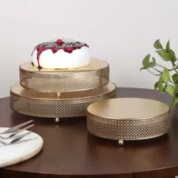amaya decors Round Etching Line Buffet Riser Set of 3-picture-4