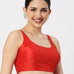 neckbook Women Red Solid Princess Cut Padded Saree Blouse-picture-54