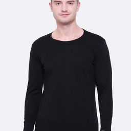 Bodycare Men Black Solid Cotton Thermal Tops-image-45