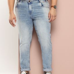 Sztori Men Plus Size  Slim Fit Whiskers & Chevrons Light Fade Stretchable Jeans-picture-14
