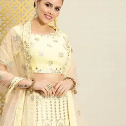 House of Pataudi Women Jashn Floral Woven Design Stitched Lehenga & Blouse With Dupatta-picture-47