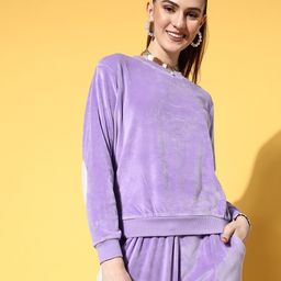 SASSAFRAS Women  Lavender Solid Glam Game Sweatshirt-37