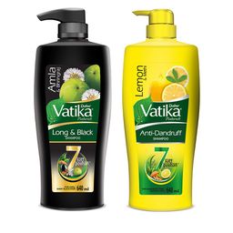 Dabur Vatika Lemon Anti-Dandruff Shampoo & Amla Long & Black Shampoo - 640ml Each-18