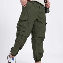 glitchez Men Loose Fit Convertible Cargo Joggers-image-39