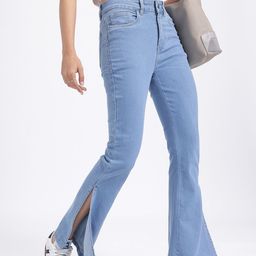 glitchez Women Effortless Slits Skinny Flared Fit Stretchable Jeans-image-100