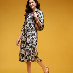 HERE&NOW Indie Floral Belted Shirt Dress-picture-33
