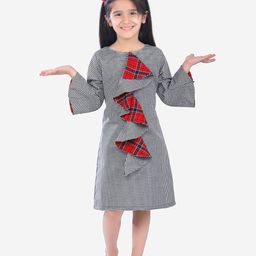 Fairies Forever Girls Black & White Checked Sheath Dress-image-100