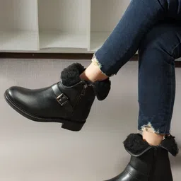 Carlton London Women Solid Block-Heeled Winter Boots-image-80