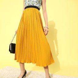 KASSUALLY Yellow Midi Skirt-image-69