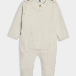 MiArcus Kids Off White Full Sleeves Solid Cardigan & Dungaree Set-85
