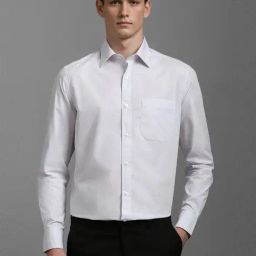 Louis Philippe Grey Cotton Regular Fit Self Pattern Shirt-picture-11