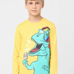 Jack & Jones Junior Yellow Printed Full Sleeves T-Shirt-image-63