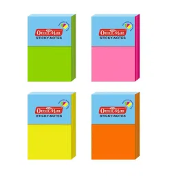 Soni Office Mate Fluorescent Sticky Note Pad 50x76 mm, 100 Sheets Strong Adhesive for Notes and Reminders, Fluorescent Color (Pack of 4)-image-89