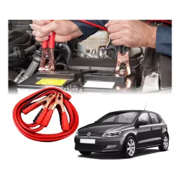 Auto Pearl 2.29 m (7.5 Ft) 500 A Heavy Duty Booster Anti Tangle Battery Jumper Cable for Volkswagen Polo (Pack of 2)-image-98