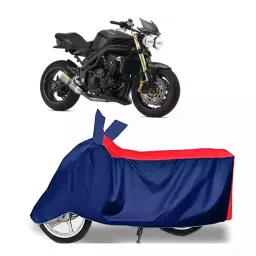 Auto Pearl Two Wheeler Cover with Bag for Triumph Speed Triple ABS, Red & Blue-image-81