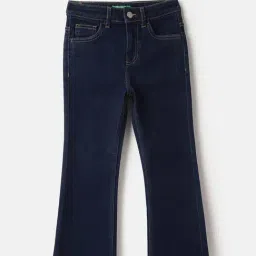 United Colors of Benetton Girls Blue Solid Bootcut Fit Jeans-picture-8