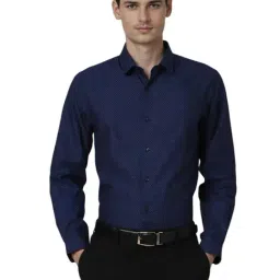 Peter England Navy Slim Fit Printed Shirt-picture-27