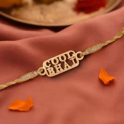 Ornate Jewels 925 Silver 18K Gold Plated Cool Bhai Thread Rakhi for Brother with Roli Chawal-3