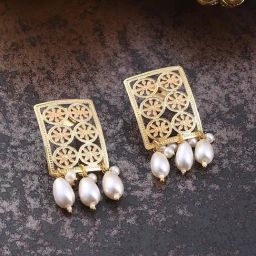 Sohi Antique Gold Nadira Drop Earrings for Women-image-11
