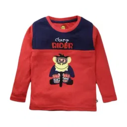 Pranava Kids Red Cotton Patch Work T-Shirt-image-19