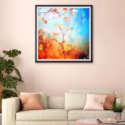 999store Red & Blue White Flowers Printed Canvas Painting-37