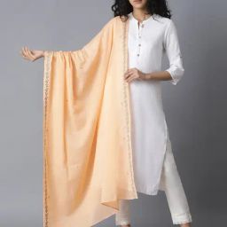 W Beige Cotton Embroidered Dupatta-image-38