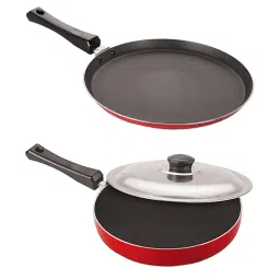 Nirlon Non-Stick Red Aluminium Cookware Combo Set with Bakelite H & le-6