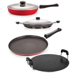 Nirlon Non-Stick Red Aluminium Cookware Combo Set-3