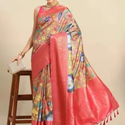 Silk Land Silk Brown Woven Saree With Unstitched Blouse-picture-1