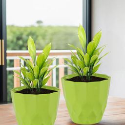 Kuber Industries Green 3 Pieces Textured DurablePlanters-36