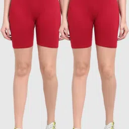 Gracit Maroon Cotton Sports Shorts - Pack Of 2-image-96