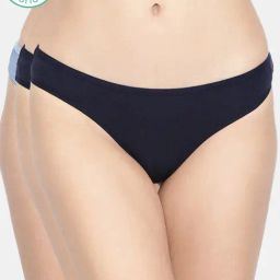 Inner Sense Navy & Sky Blue Bikini Panty Set - Pack of 3-image-1