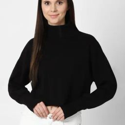 Forever 21 Black Full Sleeves Croped Sweater-image-43