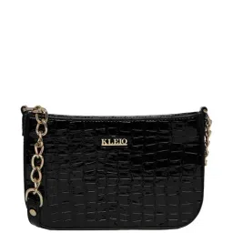 KLEIO Black Textured Small Shoulder Bag-94