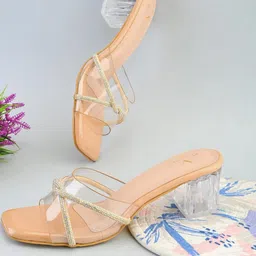 XE Looks Synthetic Leather Beige Heels-13