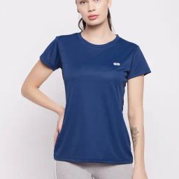 Clovia Blue Regular Fit Sports T-Shirt-image-79