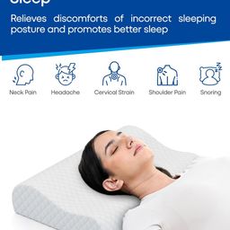 HOSPIKART White Set of 2 Memory Foam Filled Polyester Breathable Sleep Pillow image 3
