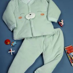 NEUDIS Girls Light Green Printed Full Sleeves Sweatshirt with Trousers-image-1