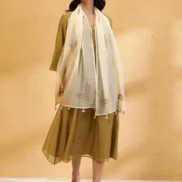 Fabindia Beige Embroidered Stole-picture-15