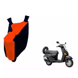 Auto Pearl Waterproof Two Wheeler Cover For Honda Eterno (Orange & Blue)-image-87