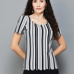 Code by Lifestyle White & Black Striped Top-picture-38