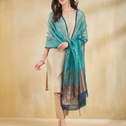 Fabindia Aqua Woven Dupatta-image-4