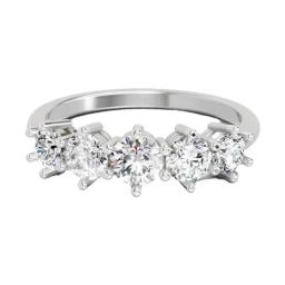 Sparkles White Gold Lab Grown 5 Diamond 14KT 1.4ct Round Ring For Women-image-23