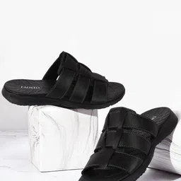 FAUSTO Men Black Comfort Sandals-image-60